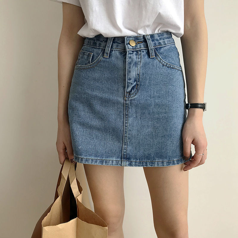 Denim Skirt Denim Skirt Women's Summer New Korean Style High Waist Hip Skirt Small Versatile Short Skirt