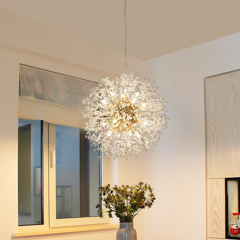 Nordic Modern Dandelion Chandelier Dining Room Lighting Cozy and Romantic Living Room Master Bedroom Crystal Lighting