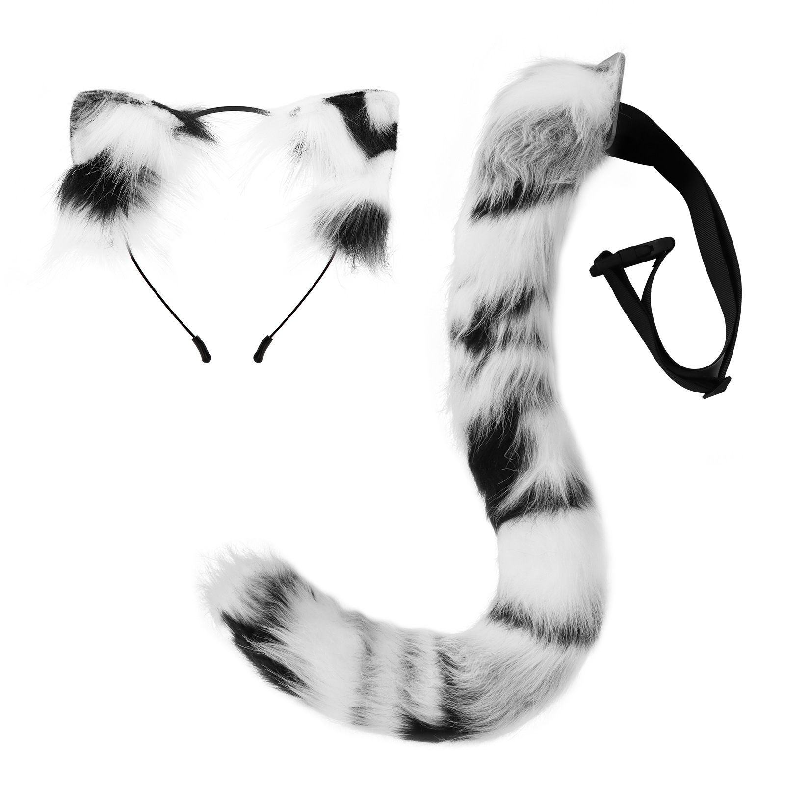 手作仿真橘猫黑白猫套装猫娘cos毛绒兽耳头箍洛丽塔配饰兽耳兽尾