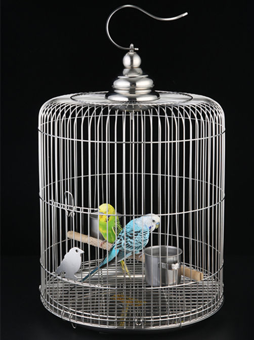 鹦鹉笼虎皮不锈钢鸟笼圆型金属养殖鸟笼大号牡丹鸟笼子配件直销