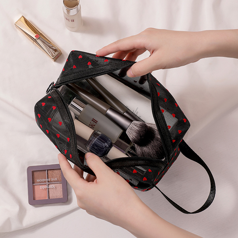 黑色透明化妆袋便捷手提化妆包出差旅游收纳包随身携带厂家批发