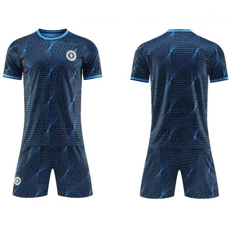 23-24切尔西客场蓝色足球服套装男女儿童学生训练队服比赛服印字