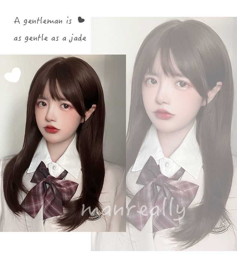 假发套女头逼真长发自然长直发自然空气刘海jk中长发