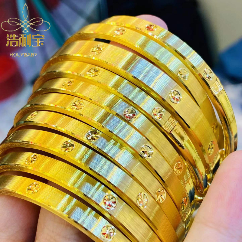 足金999黄金卡家元素手镯 简约时尚百搭水贝黄金珠宝批发一件代发