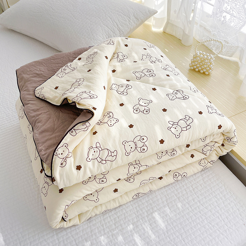 Double-Layer Yarn Soybean Fiber Summer Quilt Maternal and Child Soft Glutinous Summer Blanket Summer Air Conditioning Duvet Spring and Autumn Washable Thin Duvet