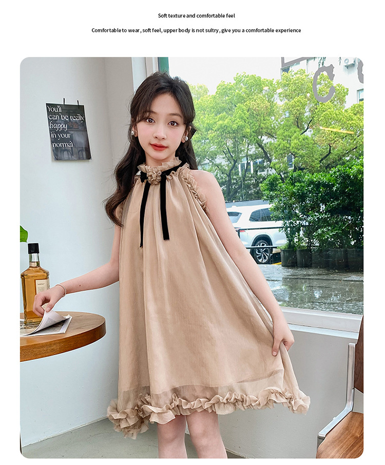 女童挂脖连衣裙夏季2024新款儿童女孩大童夏装洋气公主裙吊带裙子详情14