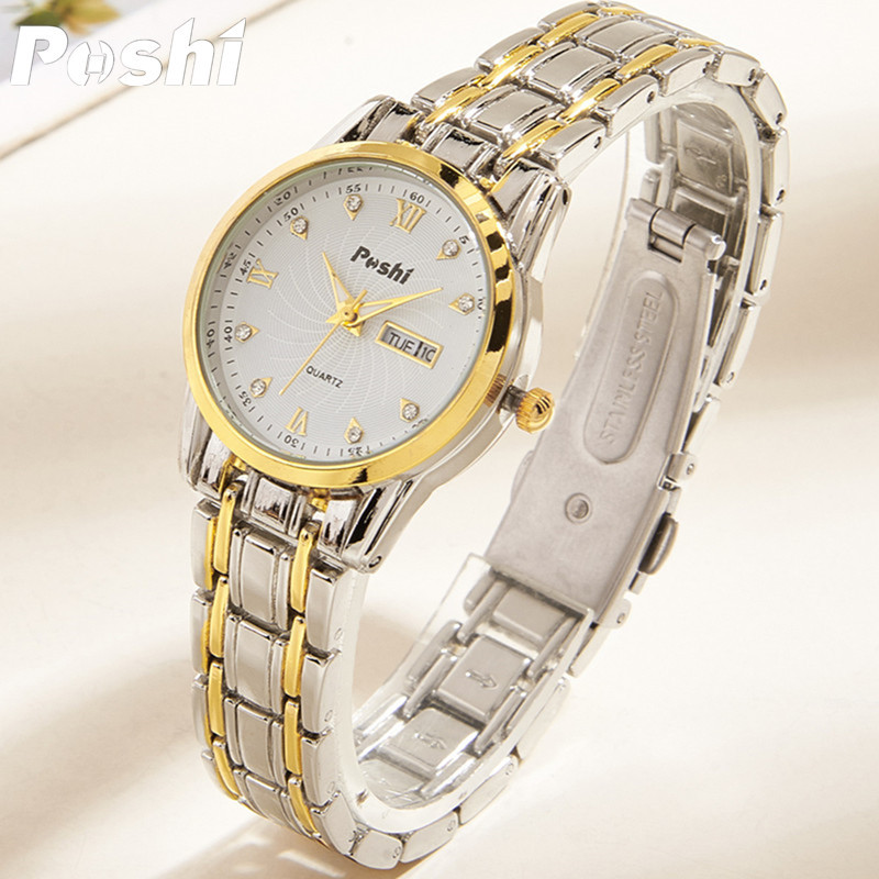 poshi新款防水日历女士手表女学生韩版潮流时尚石英腕表watch