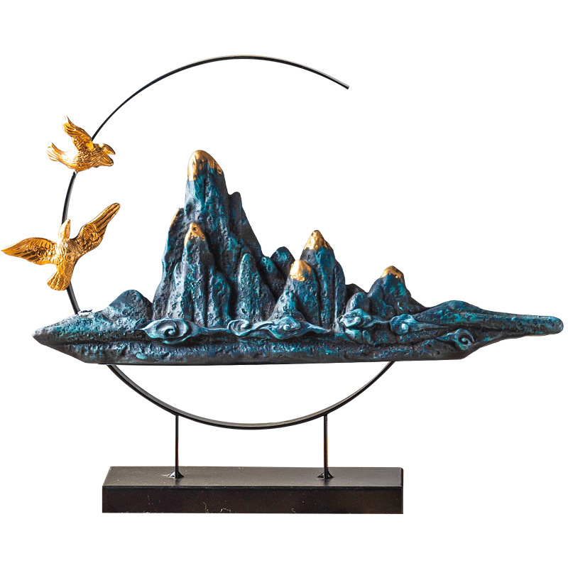 假山微景观造景新中式办公室装饰品茶几室内家居客厅玄关装修摆件