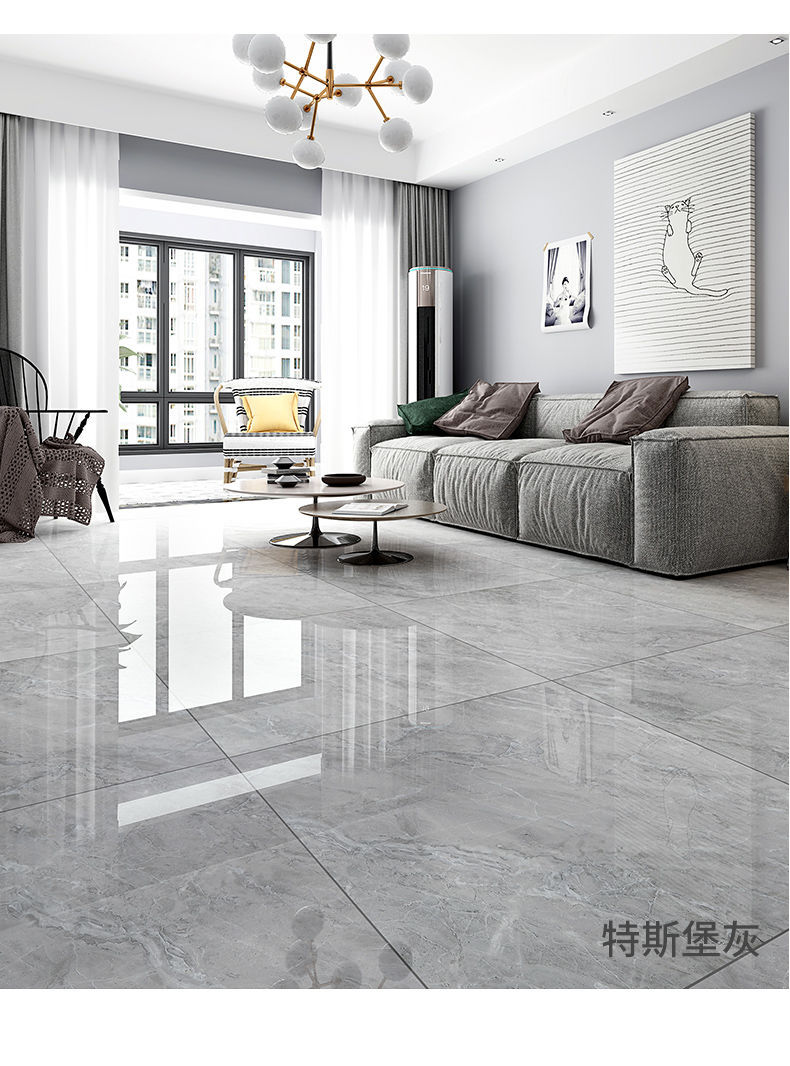 地砖800x800客厅灰色瓷砖新款地板砖现代简约负离子通体大理石砖