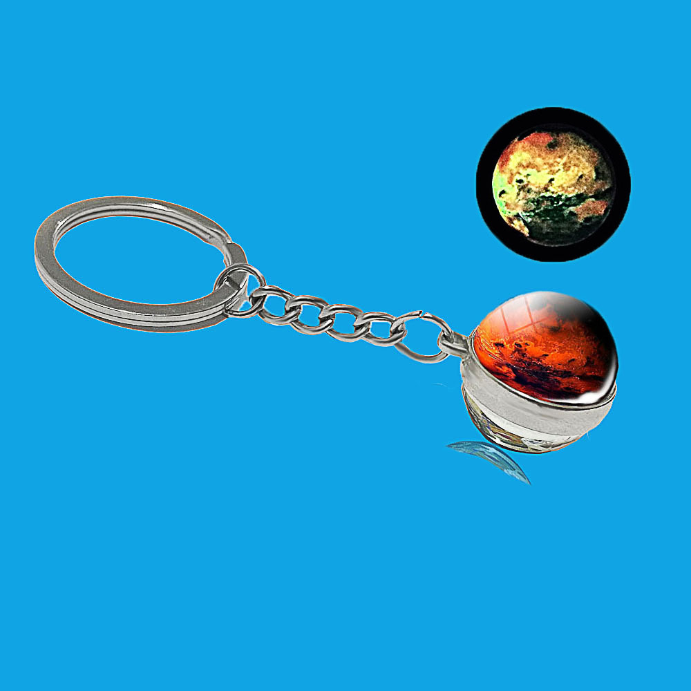 Luminous Universe Star Keychain Solar System Earth Pendant Galaxy Nebula Double-Sided Glass Ball Key Chain Gift