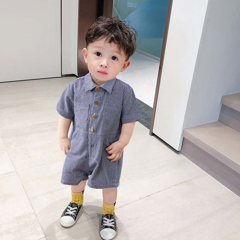 Internet Celebrity Super Cute Baby Clothes Thin Children's Clothing Baby Summer Clothing Cowboy Siamese Clothes Boys Cute Crawling Suit Summer