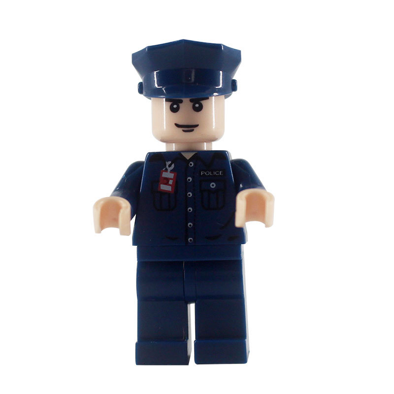 跨境小颗粒警察公仔军事人偶职业拼装城市类兼容乐高积木儿童玩具