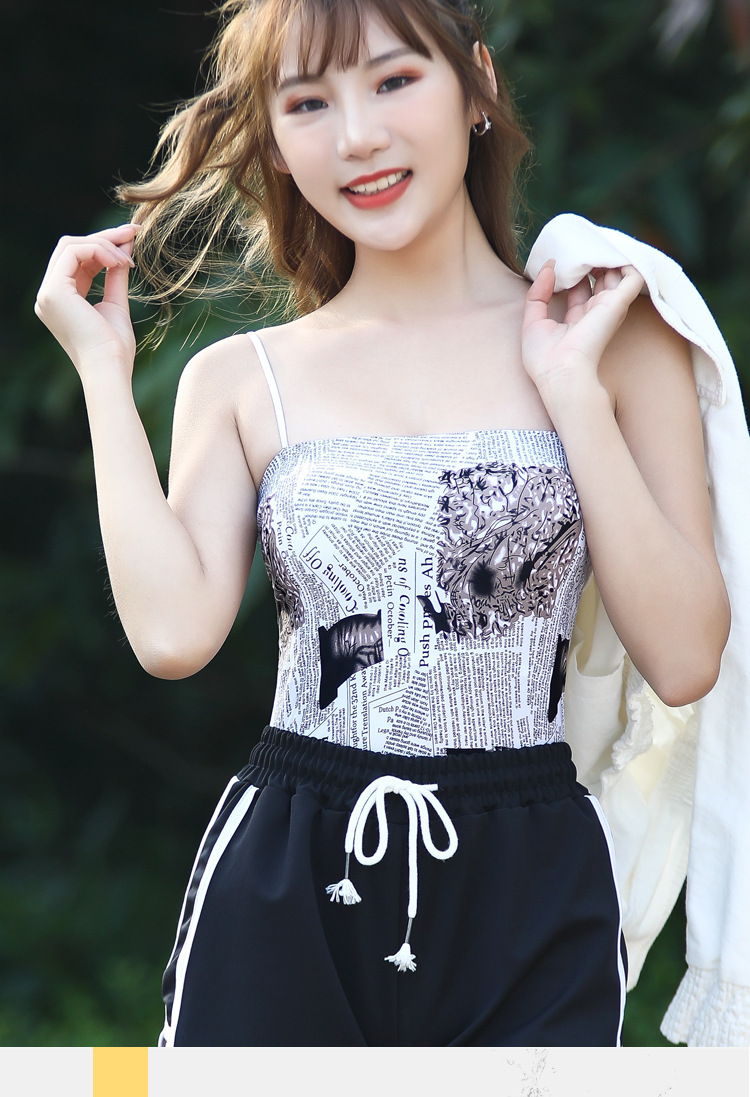 外贸1888印花冰丝无痕美背裹胸抹胸女小吊带长版背心内衣厂家直销