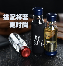 BB4C批发男女士玻璃杯带盖隔热套便携水杯钢化车载随手杯耐热