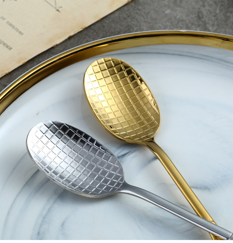 304不锈钢镀钛创意网球拍雪糕勺个性咖啡勺甜品勺多色足球勺子