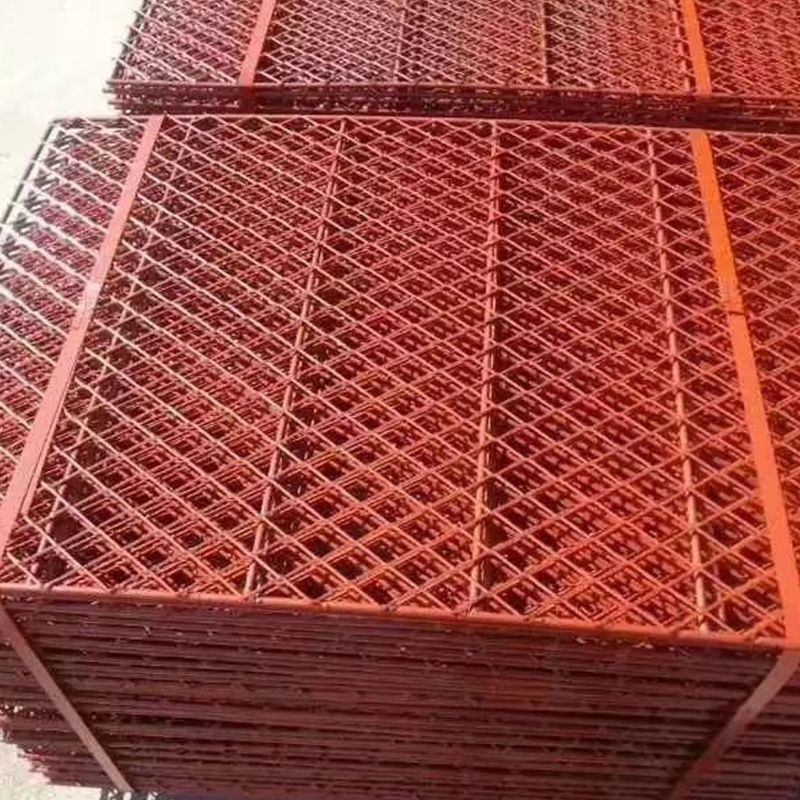 厂家供应钢笆网片脚手架踏板钢筋网片红色菱形金属钢板笆网片