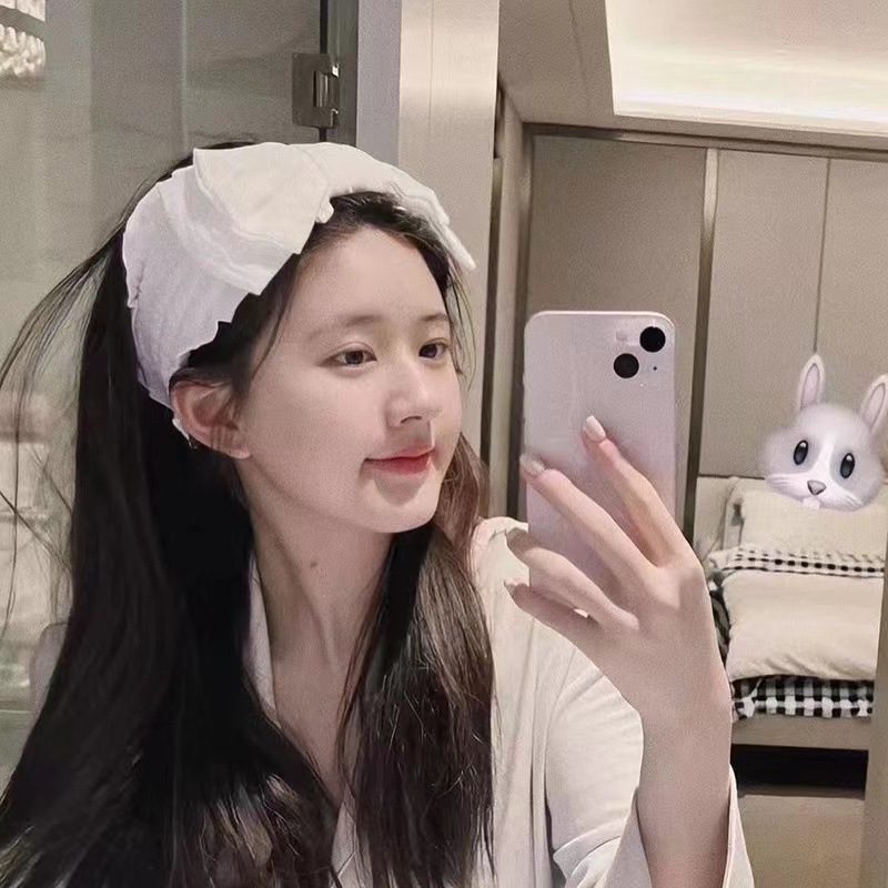 赵露思同款双层蝴蝶结花边发带洗脸化妆发箍薄款公主宽边束头带女