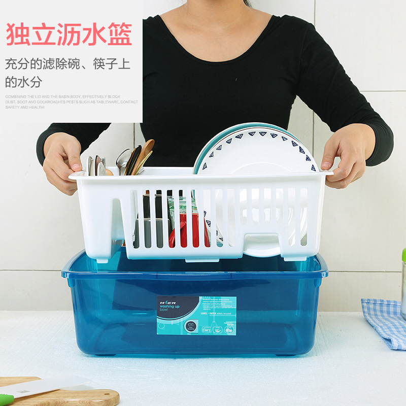 Bowl Basin Kitchen Draining Cupboard Tableware Storage Box Storage Cupboard with Lid Plastic Bowl Draining Bowl Rack 0594