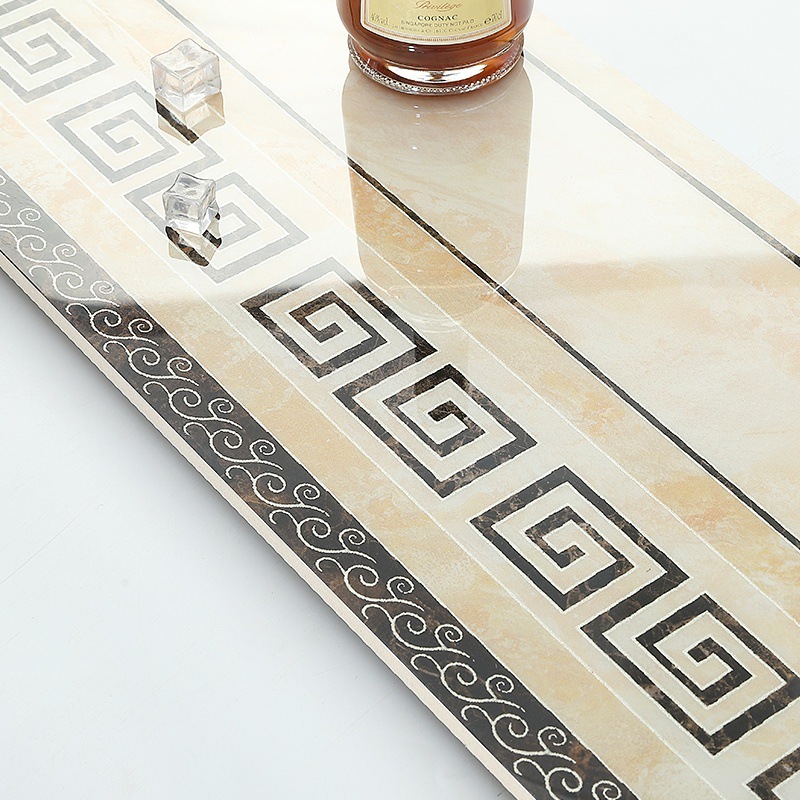 欧式客厅波导线瓷砖拼花图800x300新中式餐厅微晶石波打线地板砖