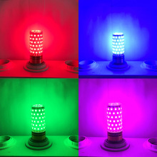 彩色超亮LED灯泡 E27螺口无频闪粉红蓝绿色16瓦装饰光源酒吧室内