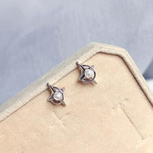 S925银针耳钉女原创设计珍珠耳环立体星星耳坠小众设计高级感耳饰