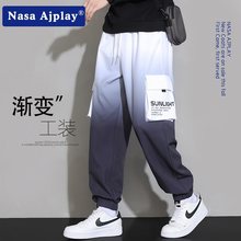NASA渐变色工装裤子男款2023春秋新款学生痞帅机能风休闲运动长裤