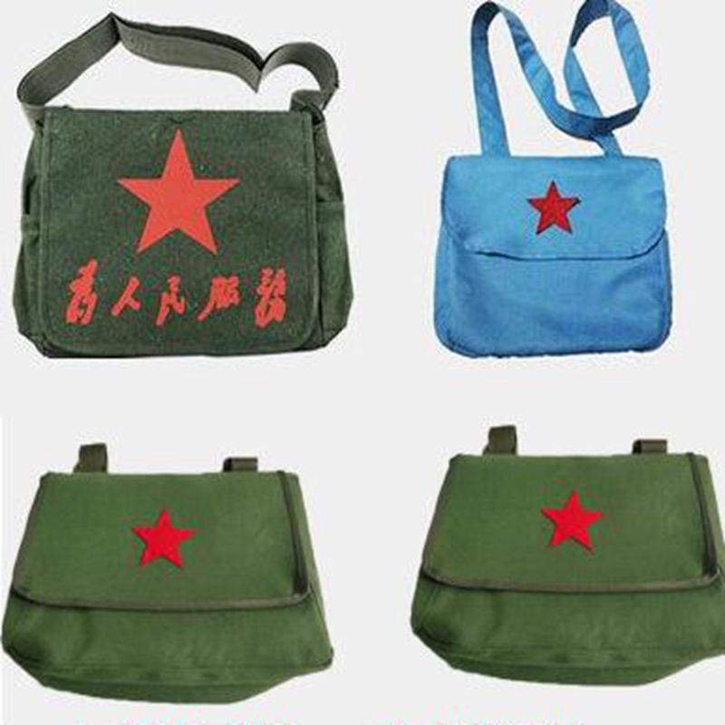 小红军演出斜跨包绿色帆布包雷锋包成人男女单肩儿童八路军演出包