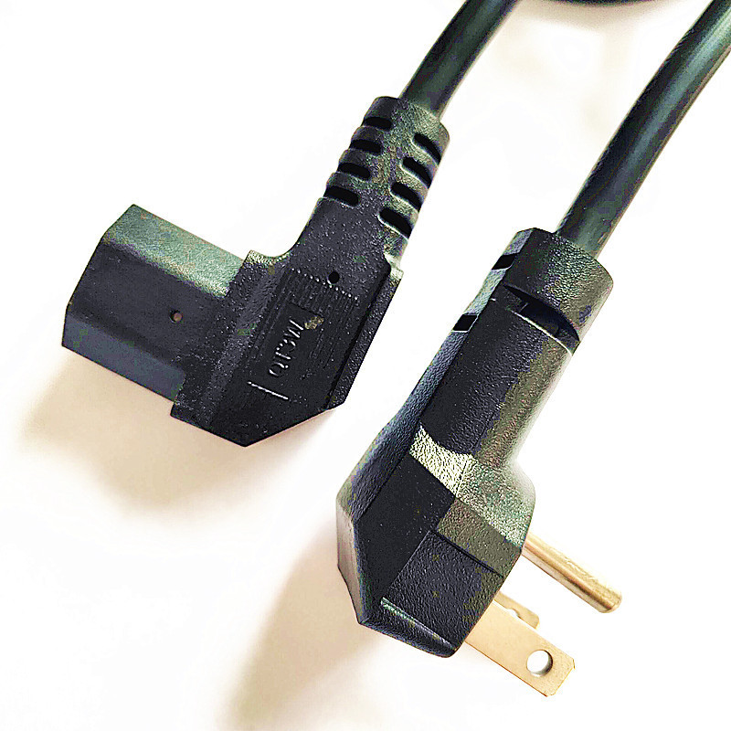 美标插头电源线 美规90度弯头品字尾 美式三插弯头电源线 延长线