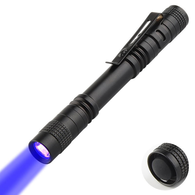 跨境LED手电筒笔夹365便携干电池强光手电筒礼品铝合金家用户外手