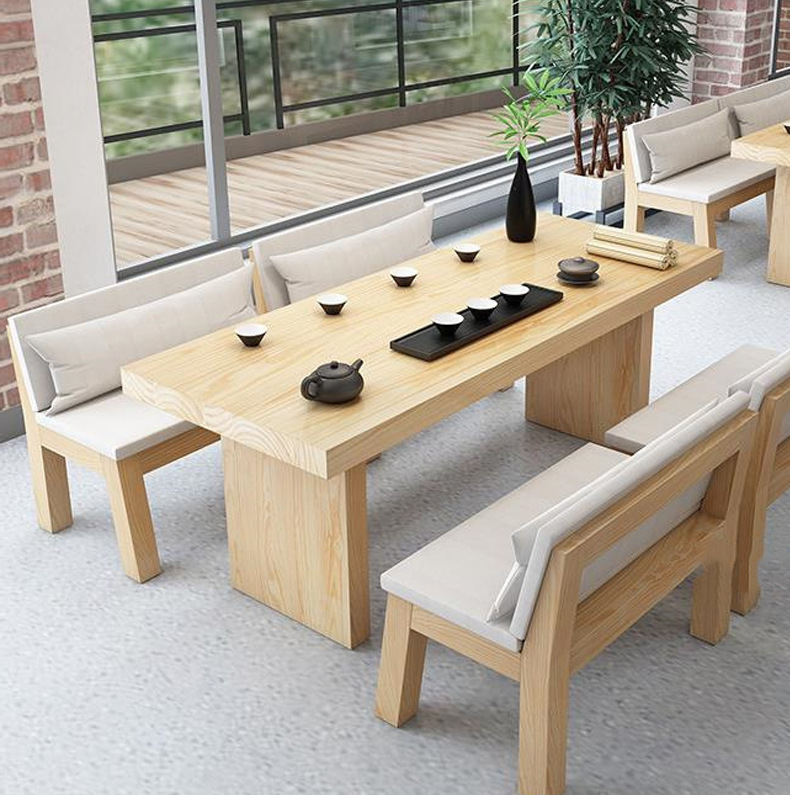 办公室接待泡茶沙发桌椅组合 新中式全实木茶桌 客厅长方形茶桌椅