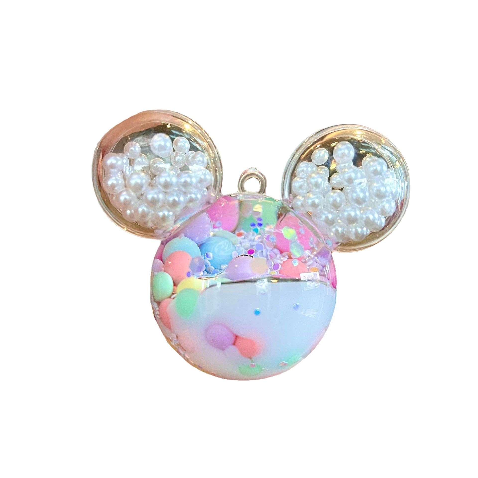 Creative Acrylic Oil Flowing Sand Bottle Luminous White Beads Mickey Head Lollipop Acrylic Accessories Pendant Wholesale