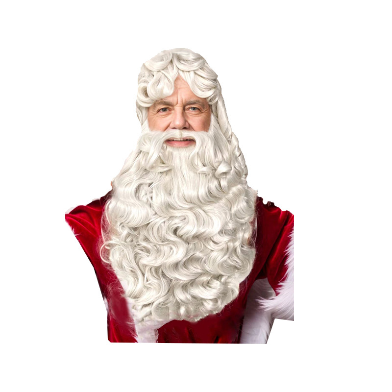 Christmas Old Man's Beard Full Set High White Old Man's Beard Christmas Wig Long Curly Beard Christmas Party Supplies