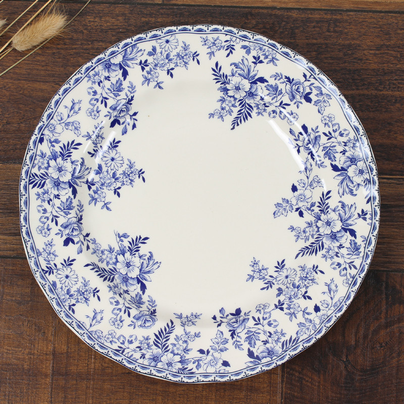 出口英国威基伍德青花瓷盘子西式釉下彩装饰品餐盘甜品汤碗碟