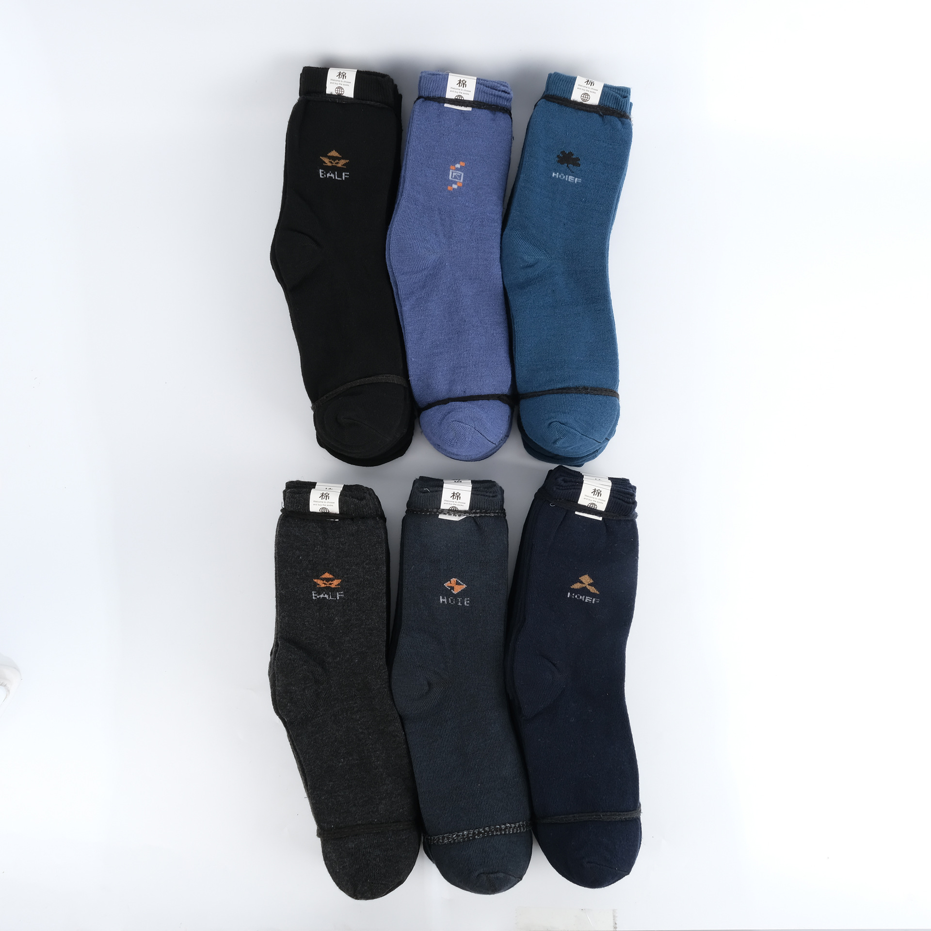 秋冬加厚小花款男袜地摊老头民工劳保便宜纯棉中筒袜10双一捆