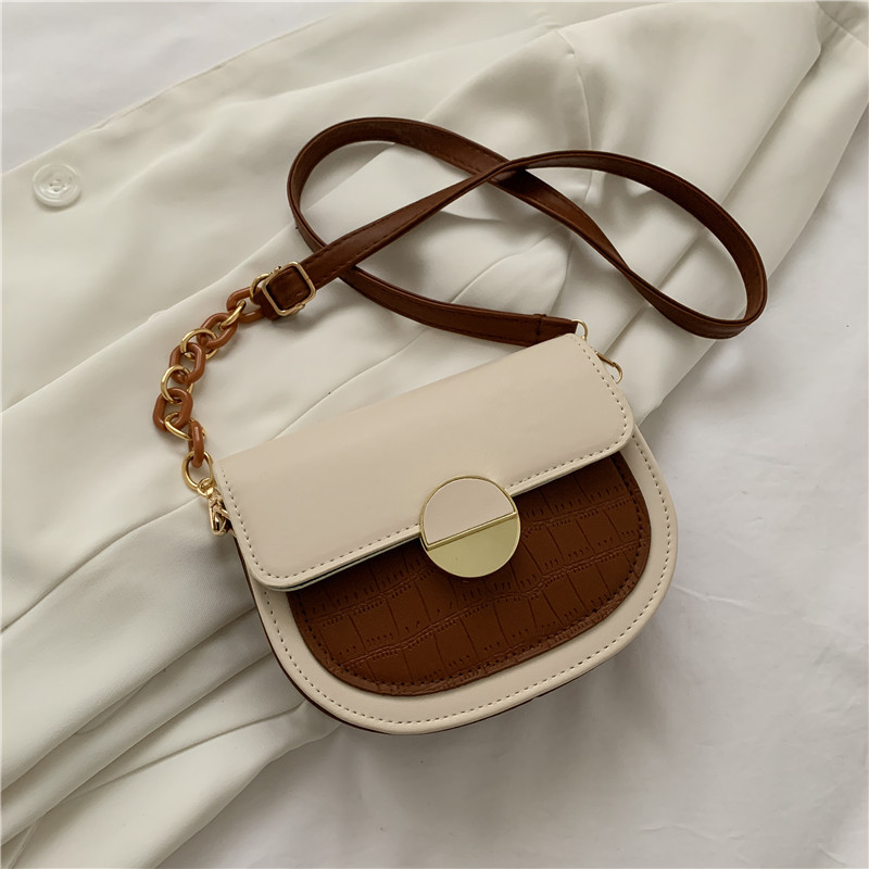 Korean Style Bag 2022 Niche Casual Shoulder Bag Color Contrast Patchwork New Trendy Retro Small Square Bag Crossbody Women's Bag