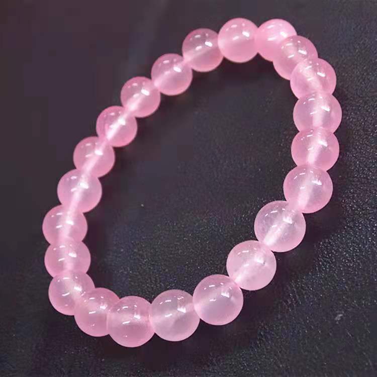 Natural Pink Crystal Bracelet Madagascar Pink Crystal Bracelet Fresh Simple Single Circle Jewelry Live Gift