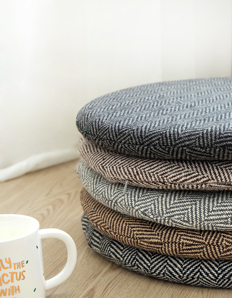 羊毛记忆棉圆形坐垫椅子圆垫棉麻透气座垫圆凳子垫子地上屁垫地垫