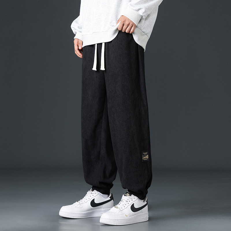 Corduroy Men's Autumn Loose Sports Ankle-Tied Trousers Heavy Sweatpants Autumn and Winter Fashion Brand Wide-Leg Casual Pants