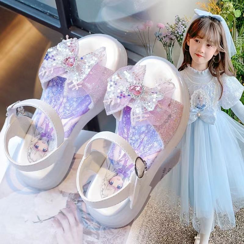 女童凉鞋爱莎公主水晶鞋2024夏季新款儿童鞋子小女孩轻便果冻软底