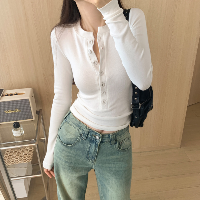 White Bottoming Shirt for Women 2024 Early Spring New Women's Clothing Thread All-Match Top Design Sense Niche Long Sleeve T-shirt Fashion Women Clothes