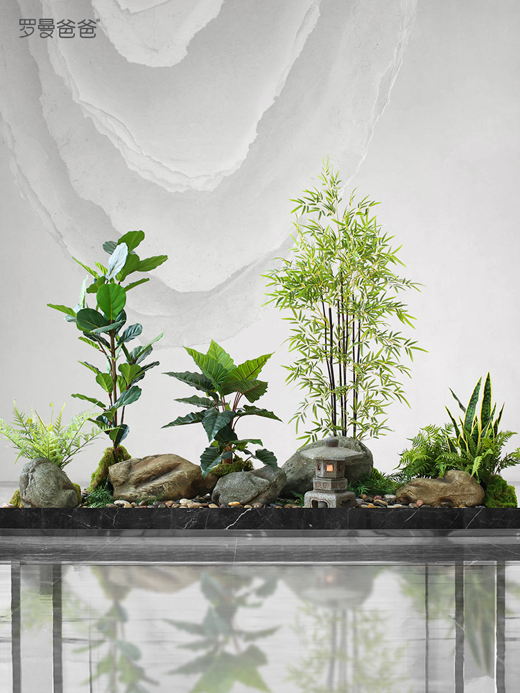 北欧中式绿植竹子盆景大型绿植室内景观植物造景家居落地摆件