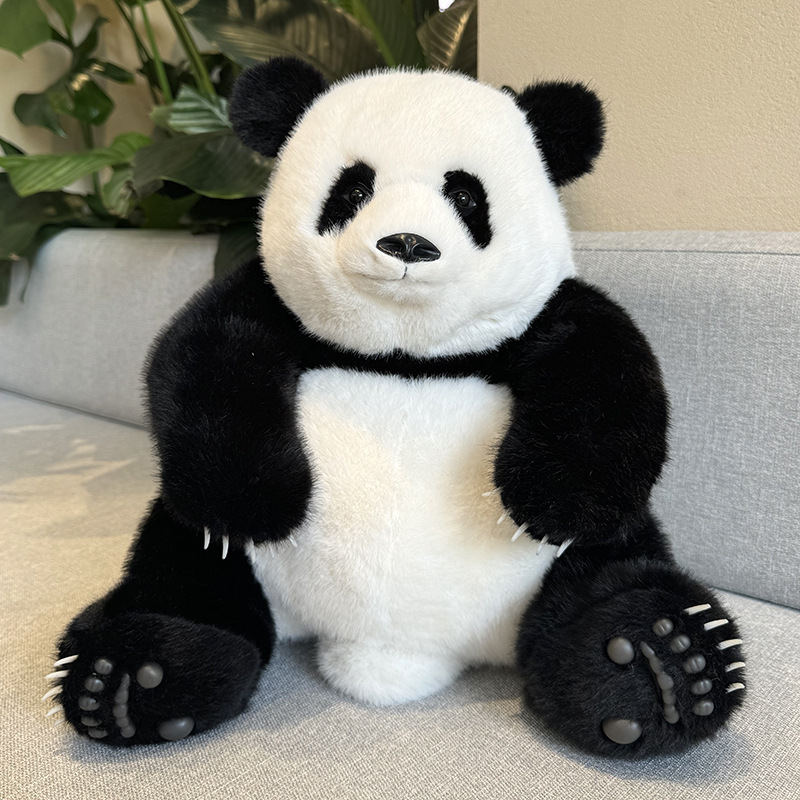 正版仿貂毛可爱国宝大熊猫毛绒玩具仿真公仔熊猫儿童生日礼物礼盒