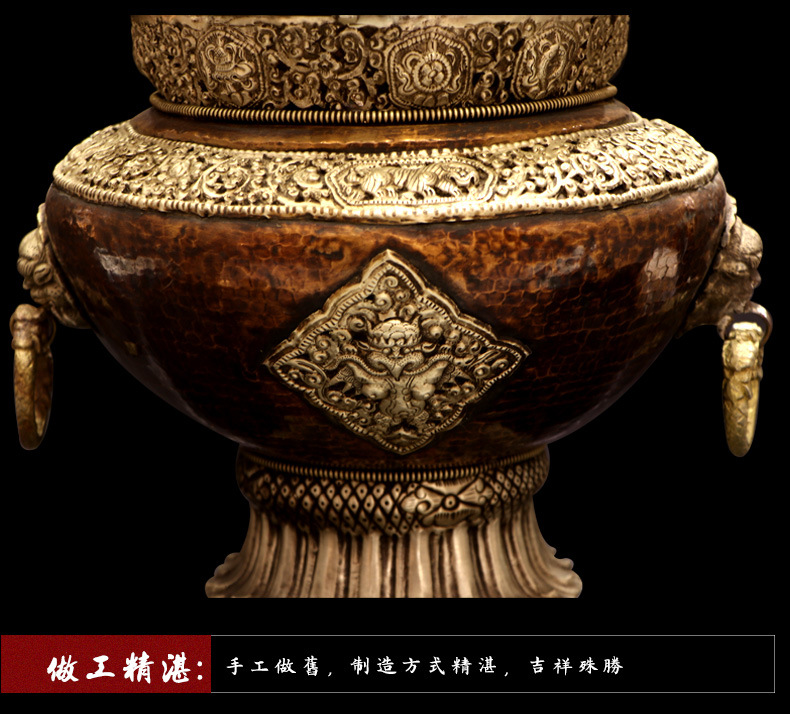 藏式尼泊尔手工铜器酥油壶火炉一套酒店家居装饰摆件藏式复古