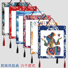 民族风挂画儿童美术绘画卡纸彩色印花仿布艺装饰画纸画室