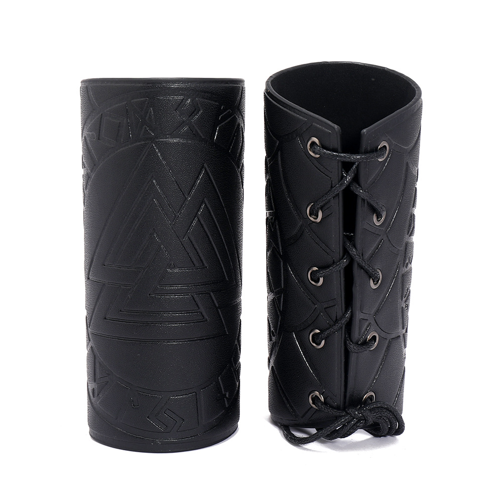 朋克摇滚哥特式皮革护臂复古北欧维京图腾舞台道具绑带手带护具