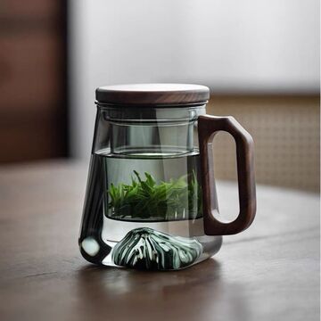 茶杯男士茶水分离杯玻璃杯子日式泡茶杯茶具办公室茶道杯男生水杯