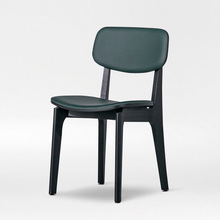 佛山厂家实木餐椅 现代简约皮质靠背椅商用咖啡店奶茶店实木餐椅