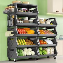 厨房蔬菜置物架多功能放菜篮子落地多层2024新款不锈钢收纳筐架子