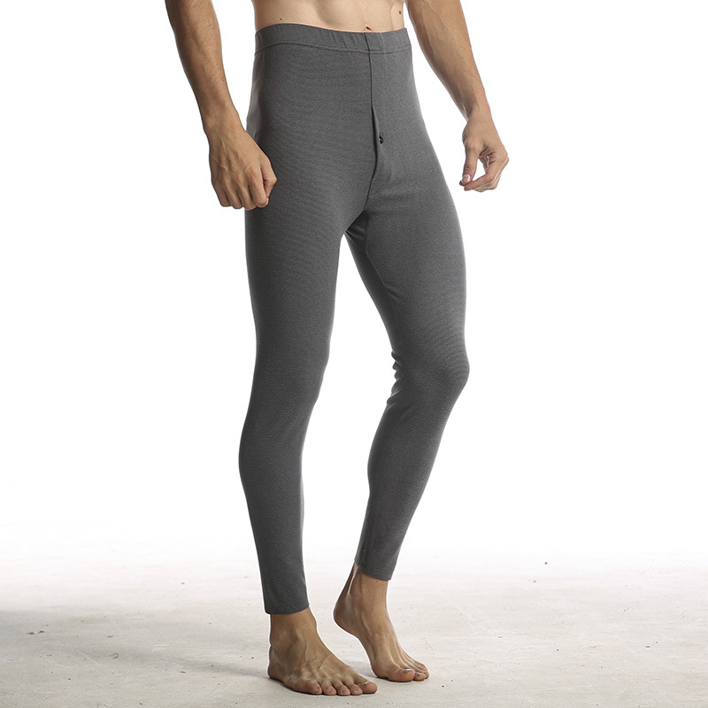 Long Johns Men's Warm Pants Seamless Dralon Horizontal Strip Heating Winter Fleece-Lined Trousers Thin Woollen Trousers Tight Bottoming