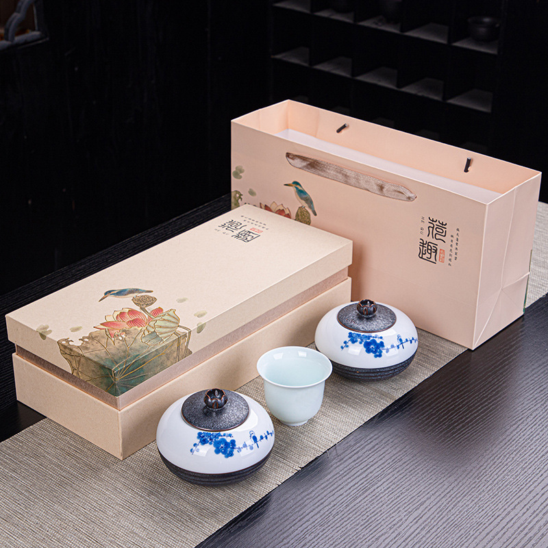 龙井绿茶青瓷陶瓷茶叶罐茶具礼盒包装空盒安吉白茶空茶盒定制logo